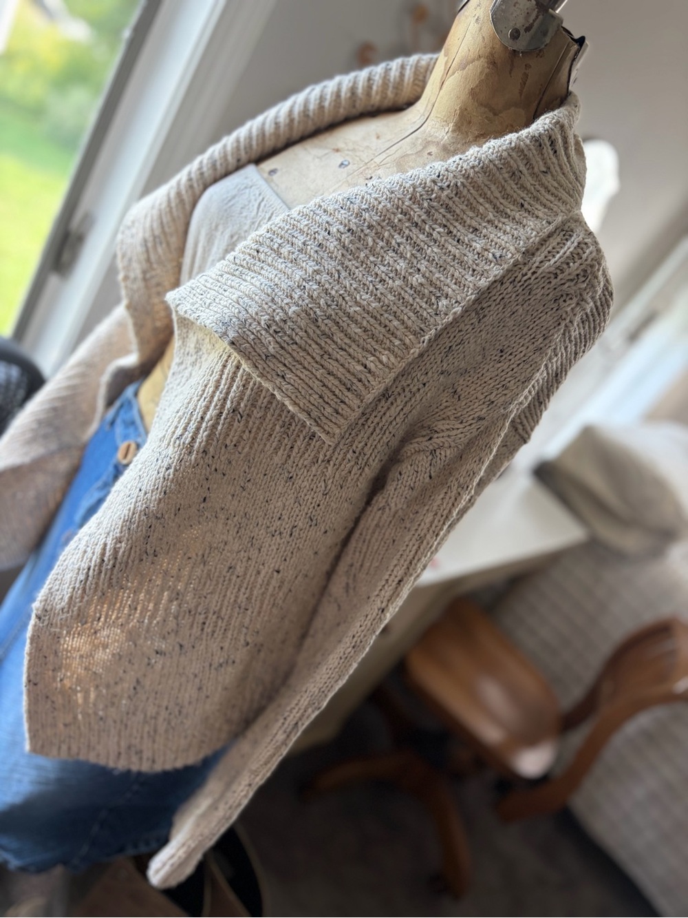 NIC+ZOE Cozy Open-Front Shawl Collar Cardigan - Oatmeal - Picture 6 of 11